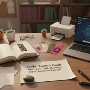 Digital Bookmark Bundle: Horror, Crime & Thriller Designs with MRR & PLR rights